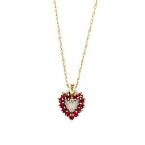 Dainty 14K Gold Rubies/Sapphires Heart Necklace